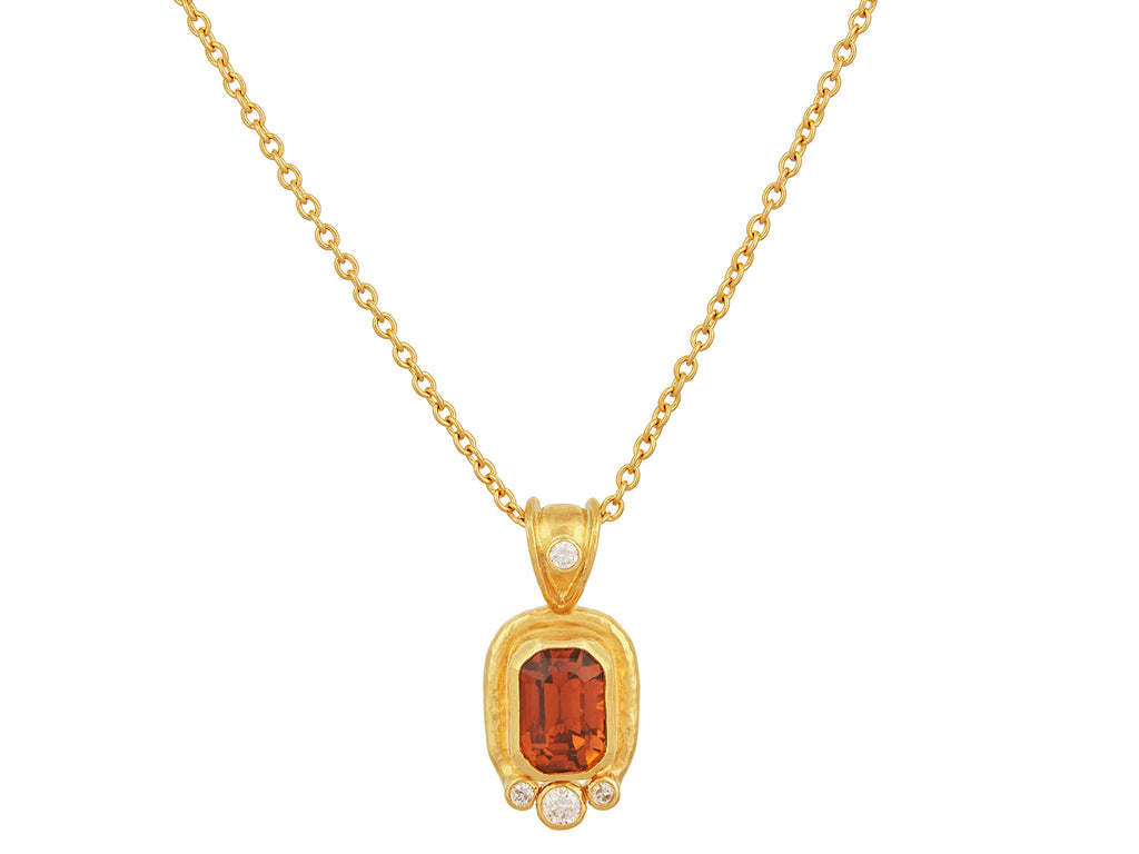 GURHAN, GURHAN Muse Gold Tourmaline Pendant Necklace, 9x7mm Rectangle set in Wide Frame