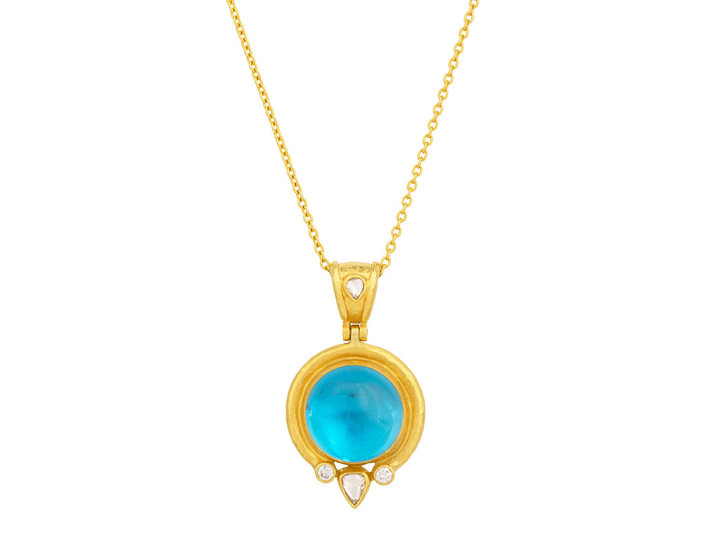 GURHAN, GURHAN Muse Gold Topaz Pendant Necklace, 16mm Round Set in Wide Frame