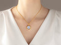 GURHAN, GURHAN Muse Gold Pendant Necklace, 17mm Round Set in Wide Frame, Chalcedony and Diamond