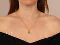 GURHAN, GURHAN Muse Gold Pendant Necklace, 8x6mm Oval set in Wide Frame, Emerald and Diamond