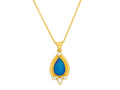 GURHAN, GURHAN Muse Gold Pendant Necklace, 15x10mm Teardrop set in Wide Frame, Opal and Diamond