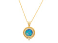 GURHAN, GURHAN Muse Gold Pendant Necklace, 16mm Round Set in Wide Frame, Opal and Diamond