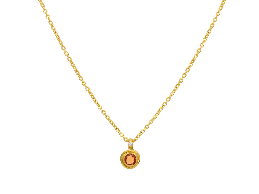 GURHAN, GURHAN Muse Gold Pendant Necklace, 5mm Round set in Twisted Frame, Sapphire and Diamond