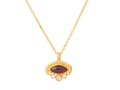 GURHAN, GURHAN Muse Gold Pendant Necklace, 12x6mm Marquise set in Wide Frame, Garnet and Diamond