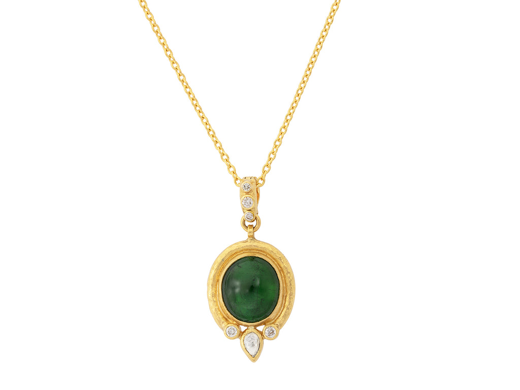 GURHAN, GURHAN Muse Gold Tourmaline Pendant Necklace, 12x10mm Oval Set in Wide Frame