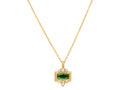 GURHAN, GURHAN Muse Gold Pendant Necklace, 11x5mm Rectangle set in Wide Frame, with Tourmaline and Diamond