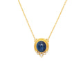 GURHAN, GURHAN Muse Gold Pendant Necklace, 16x14mm Oval set in Wide Frame, with Kyanite and Diamond