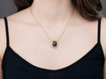 GURHAN, GURHAN Muse Gold Pendant Necklace, 16x14mm Oval set in Wide Frame, with Kyanite and Diamond