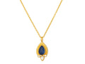 GURHAN, GURHAN Muse Gold Pendant Necklace, 11x8mm Teardrop set in Wide Frame, Kyanite and Diamond