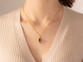 GURHAN, GURHAN Muse Gold Pendant Necklace, 11x8mm Teardrop set in Wide Frame, Kyanite and Diamond