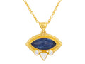 GURHAN, GURHAN Muse Gold Pendant Necklace, 20x10mm Marquise set in Wide Frame, Kyanite and Diamond