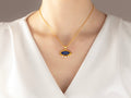 GURHAN, GURHAN Muse Gold Pendant Necklace, 20x10mm Marquise set in Wide Frame, Kyanite and Diamond