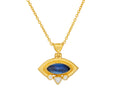 GURHAN, GURHAN Muse Gold Pendant Necklace, 14x7mm Marquise set in Wide Frame, Kyanite and Diamond