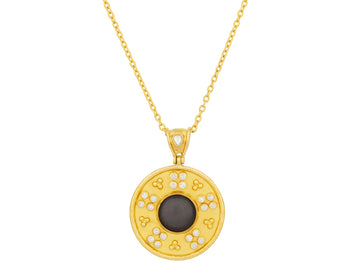 GURHAN, GURHAN Muse Gold Moonstone Pendant Necklace, 28mm Round Medallion