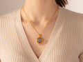 GURHAN, GURHAN Muse Gold Pendant Necklace, 18mm Round set in Wide Frame, Moonstone and Diamond