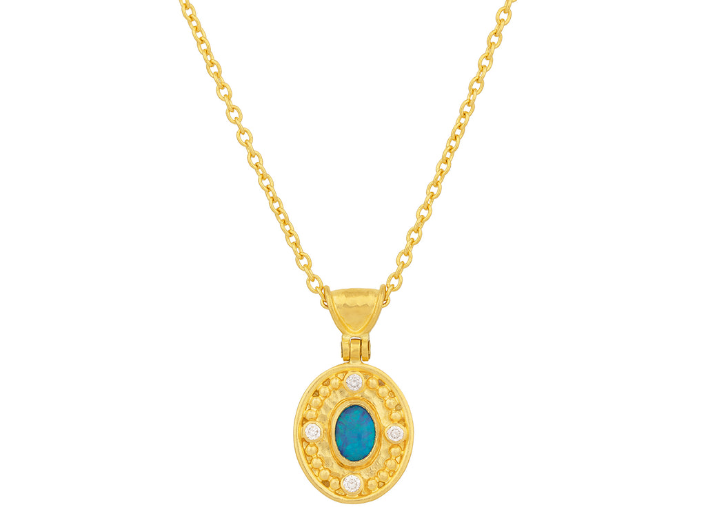 GURHAN, GURHAN Muse Gold Opal Pendant Necklace, 14x12mm Oval Medallion