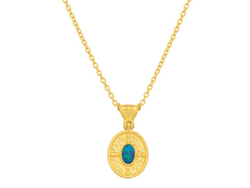 GURHAN, GURHAN Muse Gold Opal Pendant Necklace, 14x12mm Oval Medallion