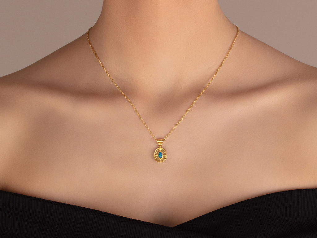 GURHAN, GURHAN Muse Gold Opal Pendant Necklace, 14x12mm Oval Medallion