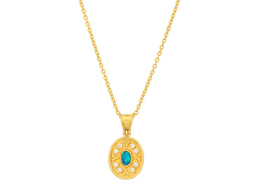 GURHAN, GURHAN Muse Gold Opal Pendant Necklace, 16x13mm Oval Medallion