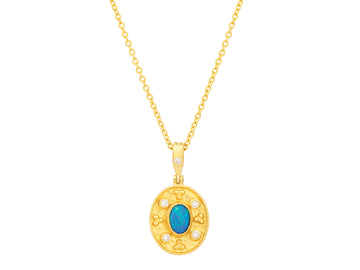 GURHAN, GURHAN Muse Gold Opal Pendant Necklace, 24x12mm Oval Medallion