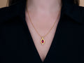 GURHAN, GURHAN Muse Gold Pendant Necklace, 10x8mm Teardrop Set in Wide Frame, Tourmaline and Diamond