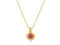 GURHAN, GURHAN Muse Gold Pendant Necklace, 9x7mm Oval set in Wide Frame, Tourmaline and Diamond