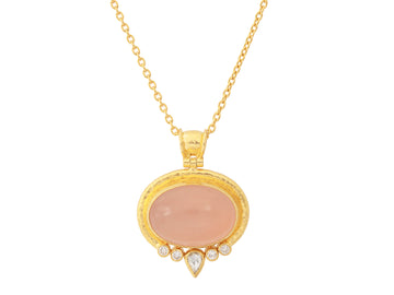 GURHAN, GURHAN Muse Gold Quartz Pendant Necklace, 22x16mm Oval set in Wide Frame