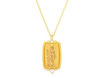 GURHAN, GURHAN Muse Gold Crystal Intaglio Pendant Necklace, Rectangular Erato Carving