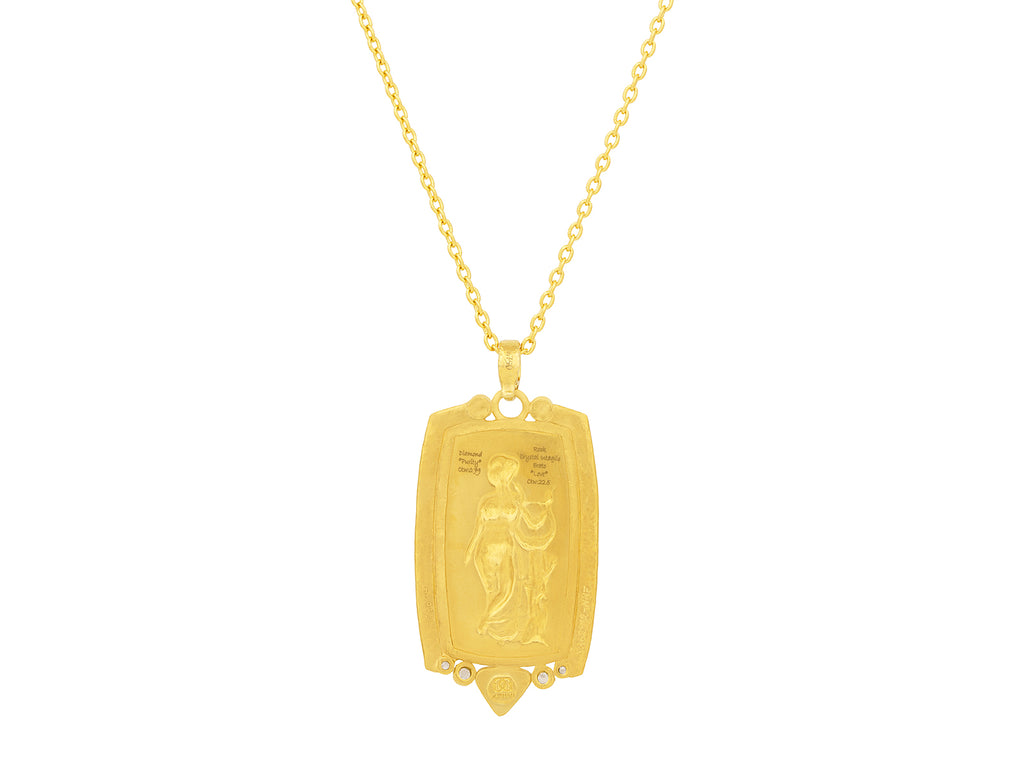 GURHAN, GURHAN Muse Gold Crystal Intaglio Pendant Necklace, Rectangular Erato Carving