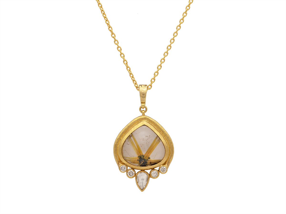 GURHAN, GURHAN Muse Gold Pendant Necklace, Rutilated Quartz and Diamond