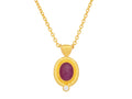 GURHAN, GURHAN Muse Gold Pendant Necklace, 8x6mm Oval set in Wide Frame, Ruby and Diamond