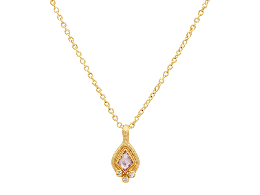 GURHAN, GURHAN Muse Gold Sapphire Pendant Necklace, 7.5mm Kite Shape set in Wide Frame