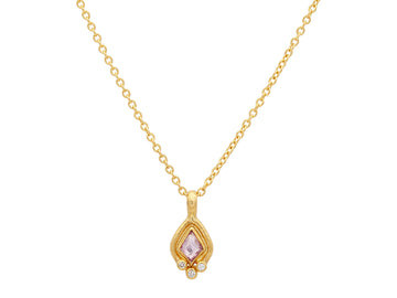 GURHAN, GURHAN Muse Gold Sapphire Pendant Necklace, 7.5mm Kite Shape set in Wide Frame