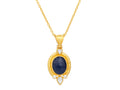 GURHAN, GURHAN Muse Gold Pendant Necklace, 13x11mm Oval set in Wide Frame, Sapphire and Diamond