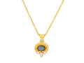 GURHAN, GURHAN Muse Gold Pendant Necklace, 8x6mm Oval set in Wide Frame, Labradorite and Diamond