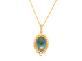 GURHAN, GURHAN Muse Gold Pendant Necklace, 18x12mm Oval set in Wide Frame, Tourmaline and Diamond