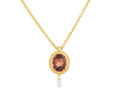 GURHAN, GURHAN Muse Gold Pendant Necklace, 10x9mm Oval set in Wide Frame, Tourmaline and Diamond Briolette