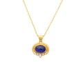 GURHAN, GURHAN Muse Gold Pendant Necklace, 14x10mm Oval set in Wide Frame, Tanzanite and Diamond