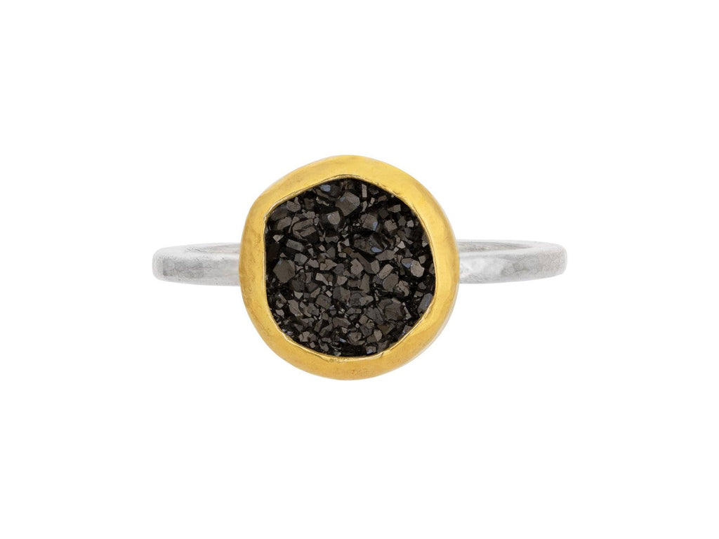 GURHAN, GURHAN Mystere Sterling Silver Drusy Quartz Cocktail Ring, 10mm Round, Gold Accents
