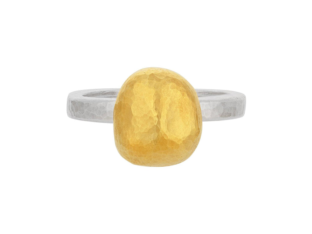 GURHAN, GURHAN Nugget Sterling Silver Cocktail Ring, Small Pebble Shaped, Gold Accents