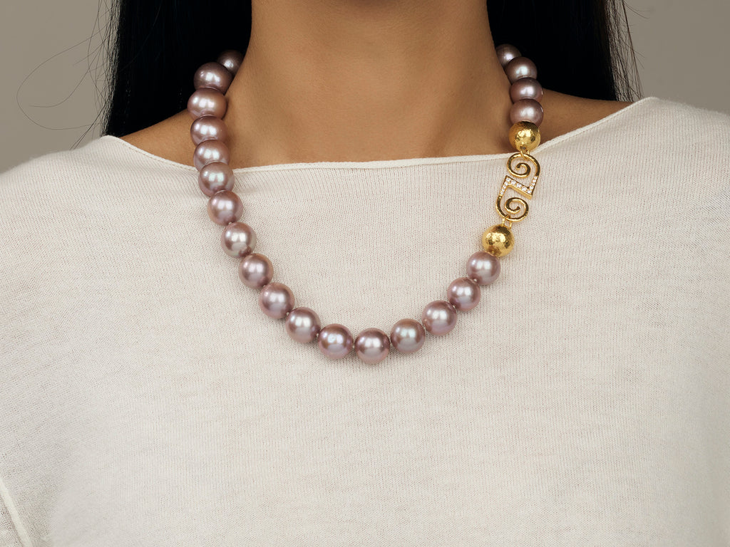 GURHAN, GURHAN Oyster Gold Pearl Beaded Short Necklace, 16mm Pink