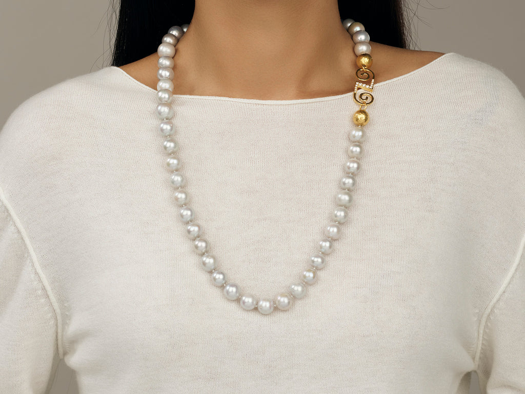 GURHAN, GURHAN Oyster Gold Pearl Beaded Long Necklace, 12mm Gray