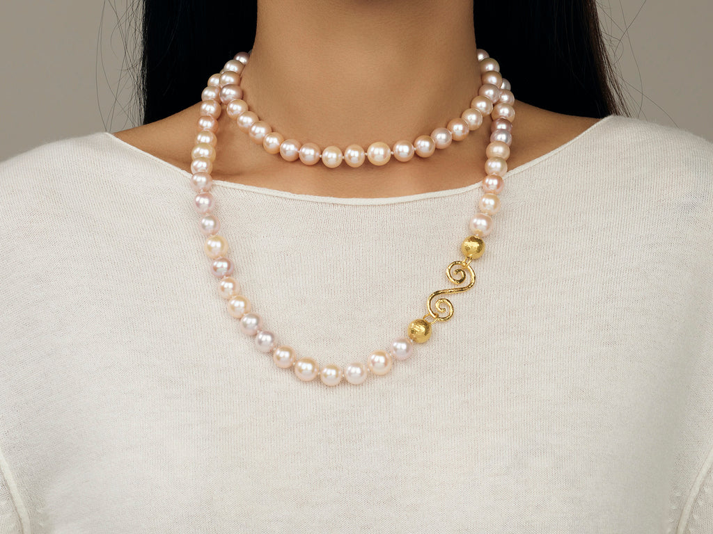 GURHAN, GURHAN Oyster Gold Pearl Beaded Long Necklace, 10mm Pink