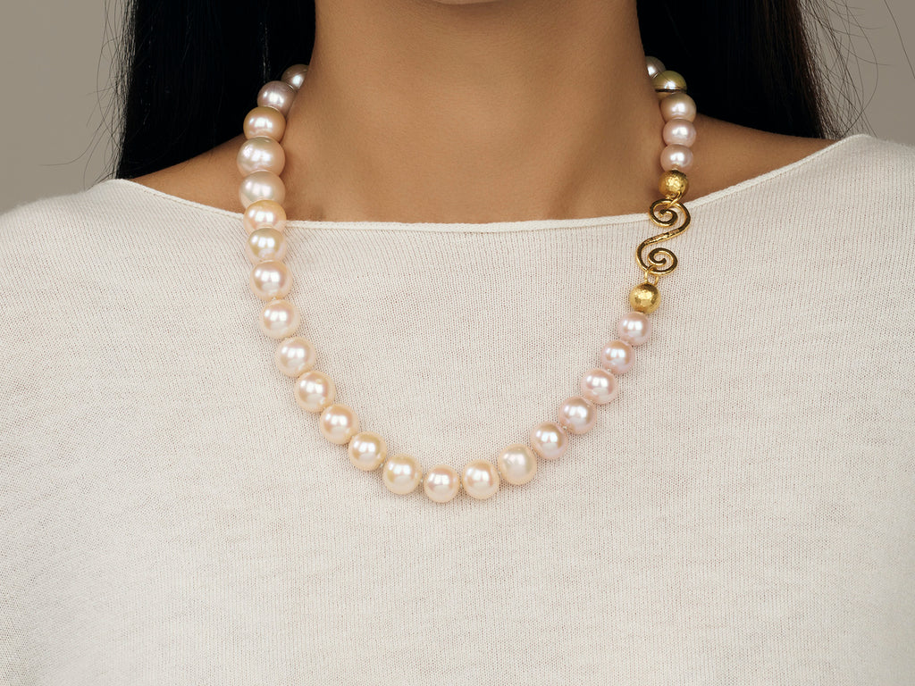 GURHAN, GURHAN Oyster Gold Pearl Beaded Long Necklace, 15mm Pink