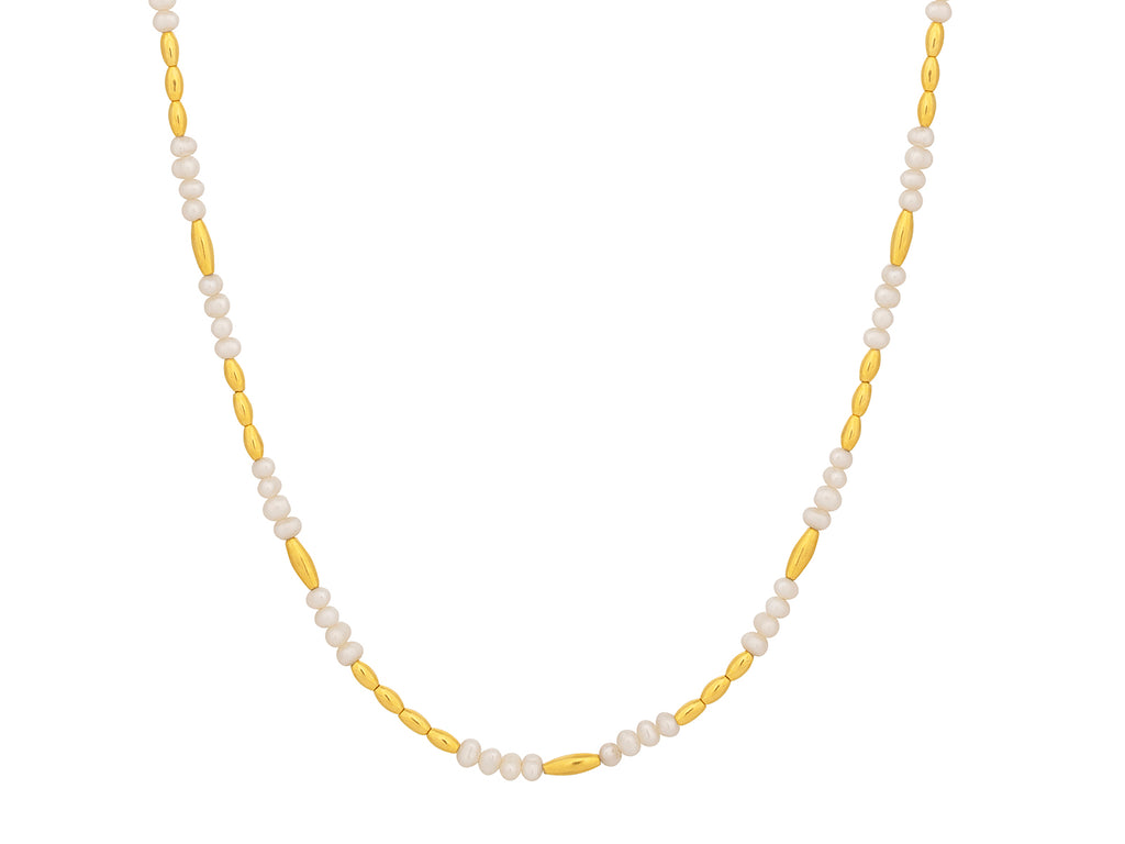 GURHAN, GURHAN Oyster Gold Pearl Beaded Short Necklace, Mixed Oval Gold Beads