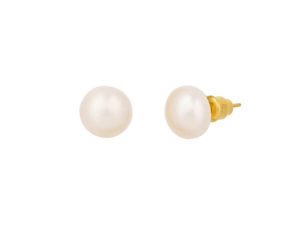 GURHAN, GURHAN Oyster Gold Pearl Stud Earrings, 12mm Round on Post