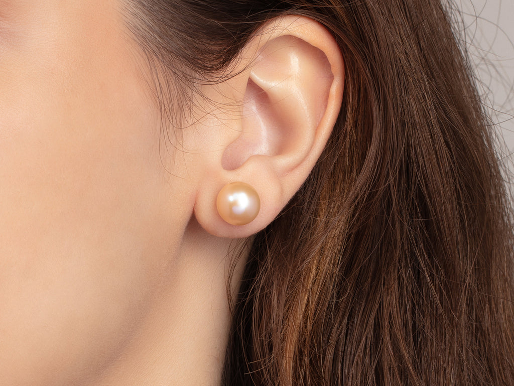 GURHAN, GURHAN Oyster Gold Pearl Stud Earrings, 11mm Round on Post