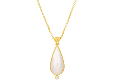 GURHAN, GURHAN Oyster Gold Pearl Pendant Necklace, 29x12mm Teardrop