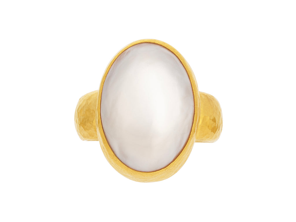 GURHAN, GURHAN Oyster Gold Pearl Cocktail Ring, 19x14mm Oval