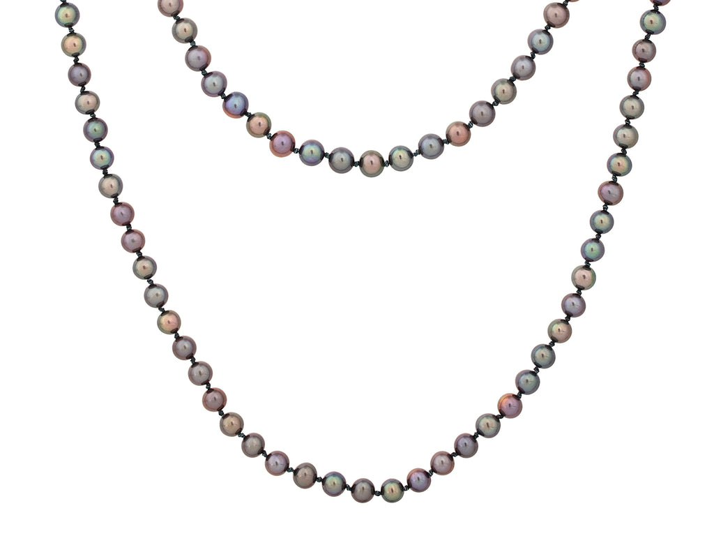 GURHAN, GURHAN Oyster Sterling Silver Pearl Beaded Long Necklace, 6mm Round, Gold Accents